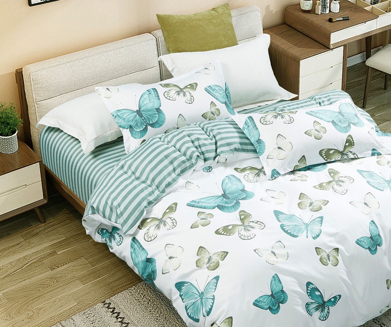 Fleur Butterfly King Quilt Cover Set | Elegant Bedroom Decor