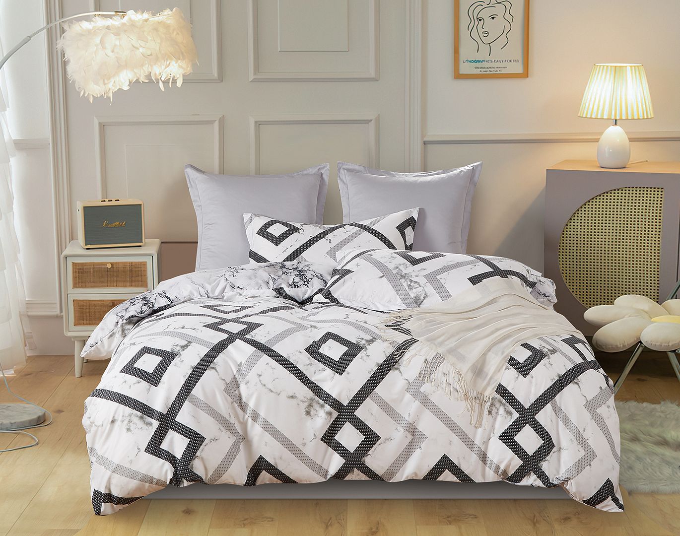 Ashwin Elegant King Size Quilt Cover Set | Newstart Furniture