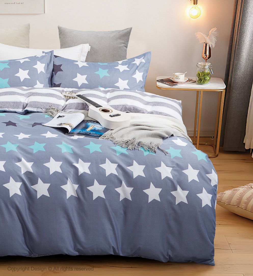 Stars Queen Quilt Cover Set | Artistic Pattern, Soft Polyester