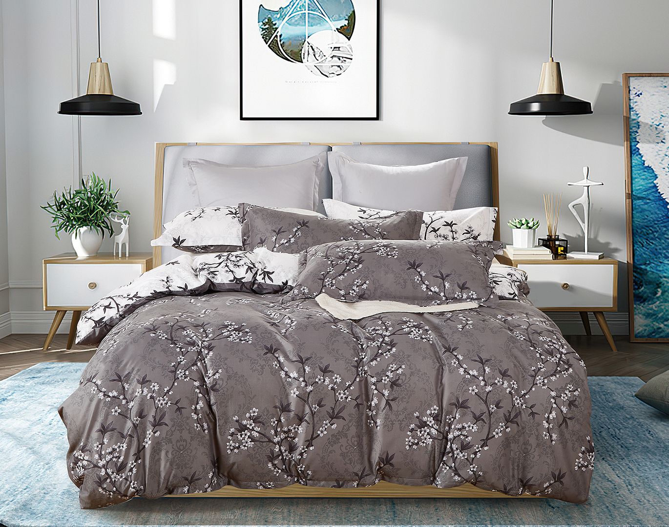 Iyanu Queen Size Floral Quilt Cover Set | Elegant Bedroom Decor