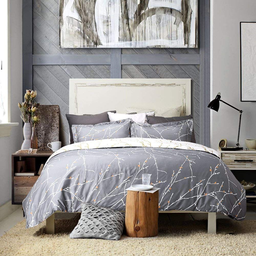 Tree Reversible Super King Grey Duvet Cover Set | Newstart