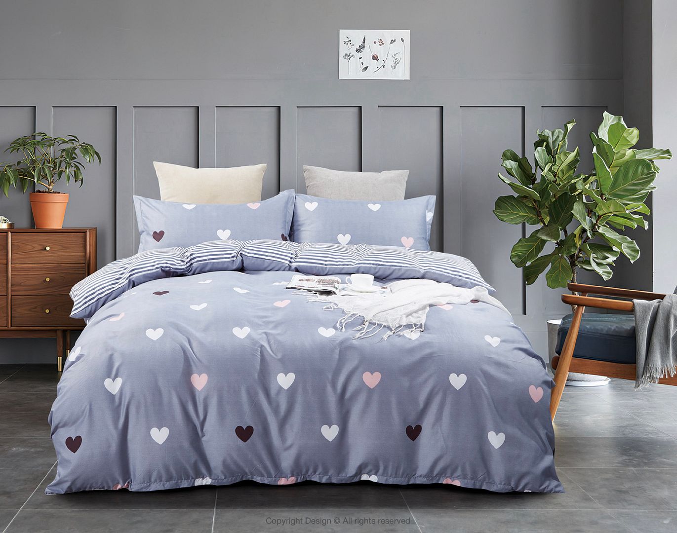 Heart Pattern Super King Quilt Cover Set | Newstart Furniture