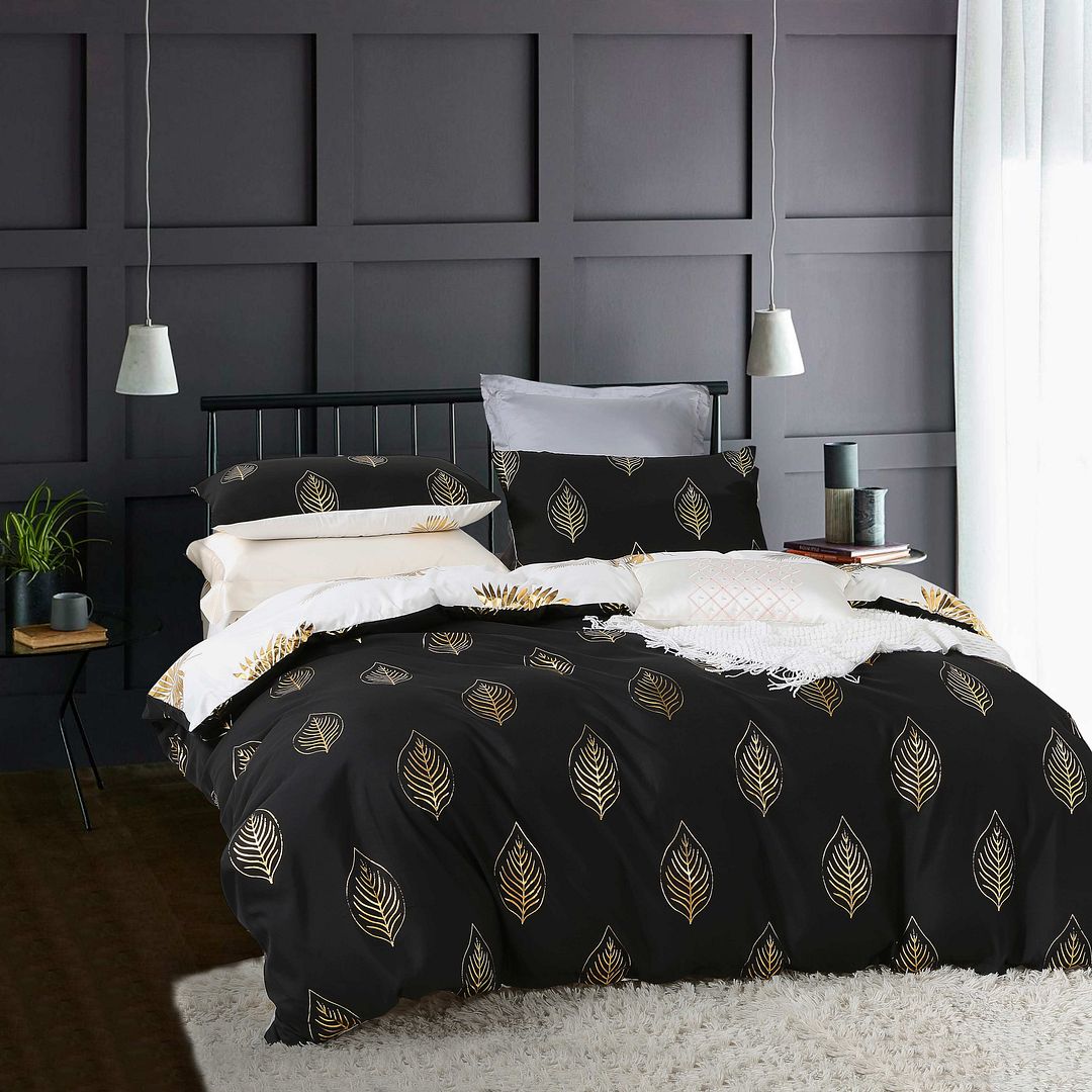 Reversible Black Gold Duvet Cover Set | Super King Size