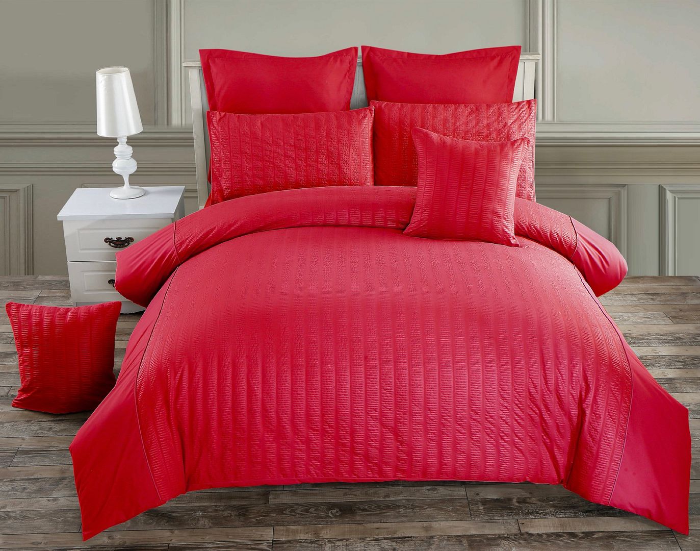 Seersucker Red Double Quilt Cover Set | Newstart Furniture