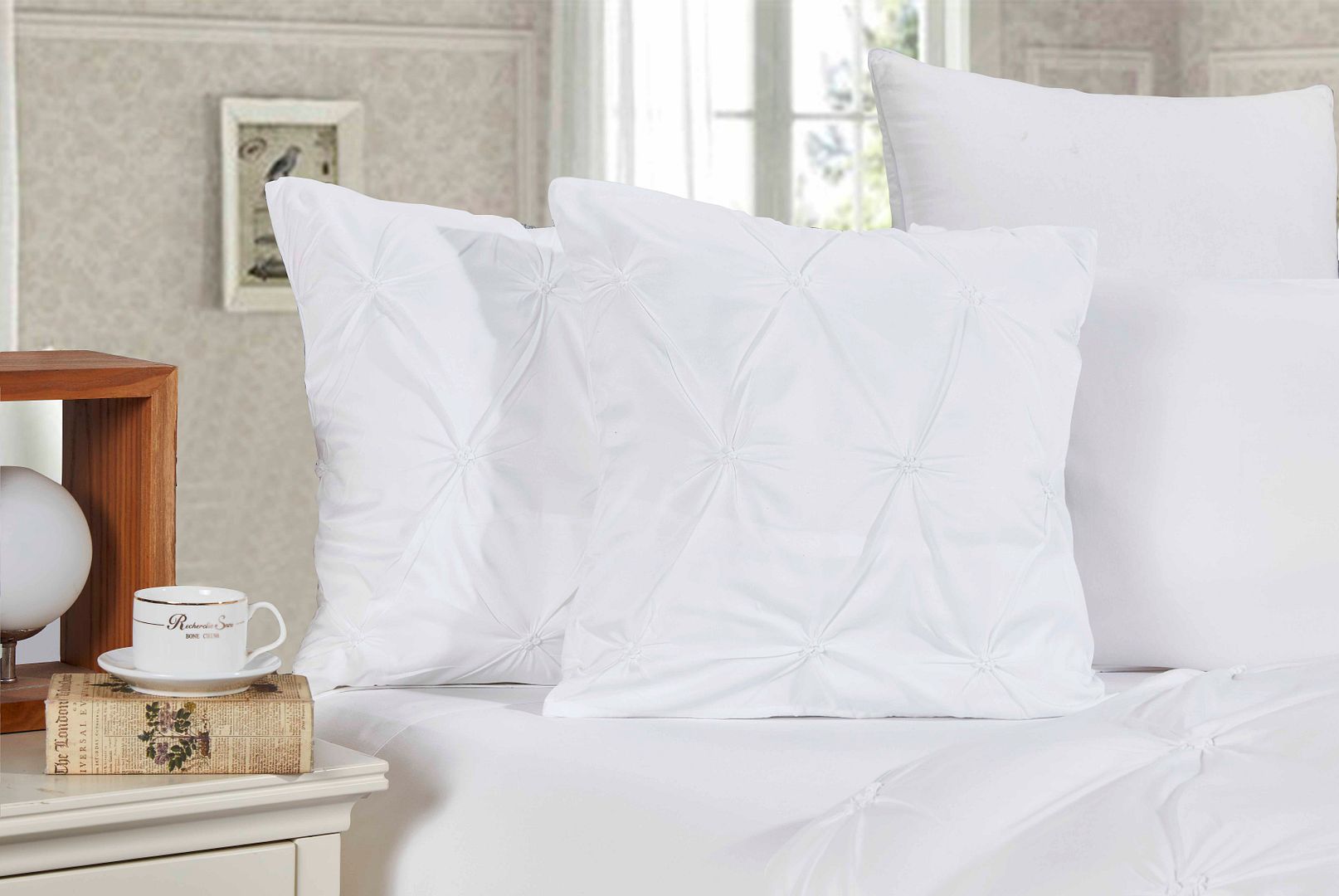 Diamond Pintuck Premium Ultra Soft Cushion Covers 2-Pack - White - Newstart Furniture