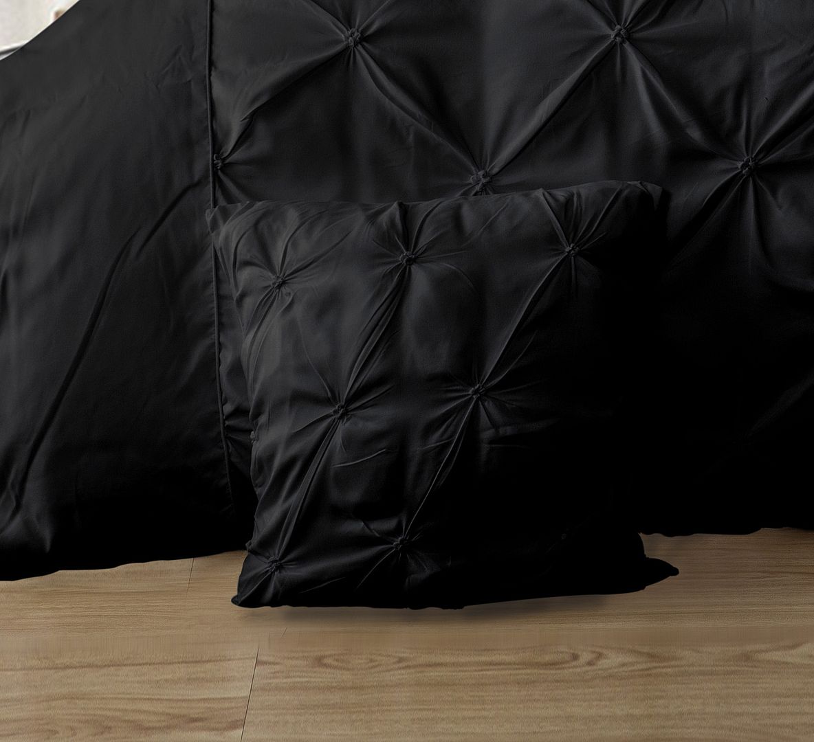 Diamond Pintuck Premium Ultra Soft Cushion Covers 2-Pack - Black - Newstart Furniture