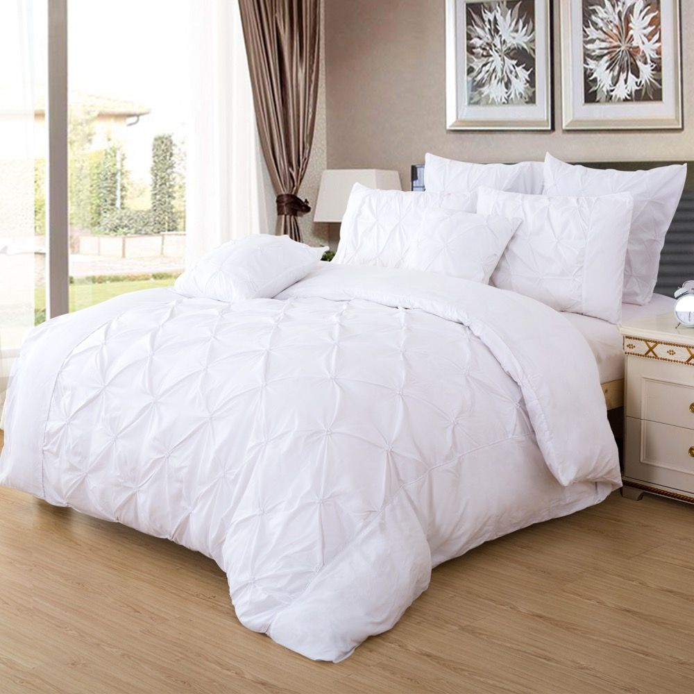 Diamond Pintuck White Duvet Cover Set | Double, Queen, King Sizes