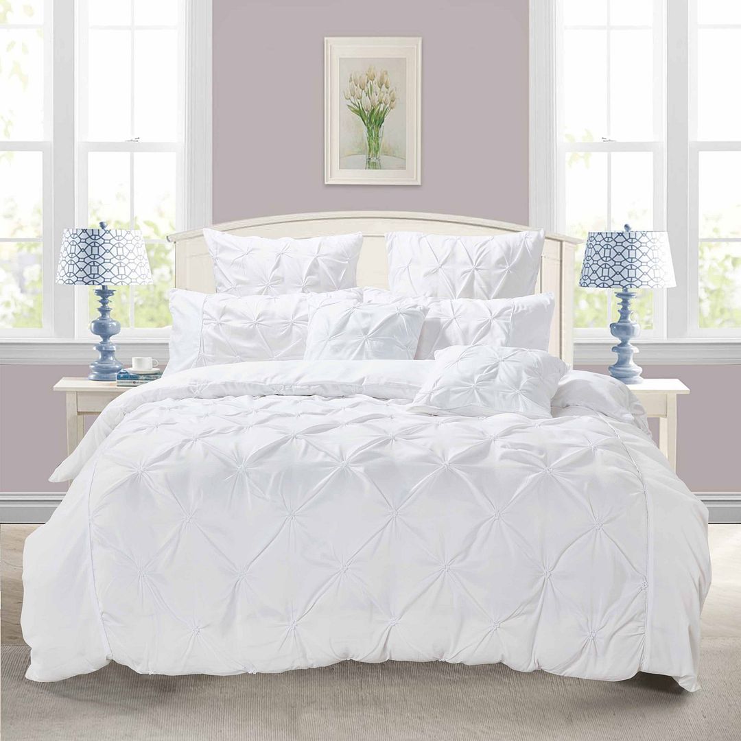 Diamond Pintuck White Duvet Cover Set | Double, Queen, King Sizes