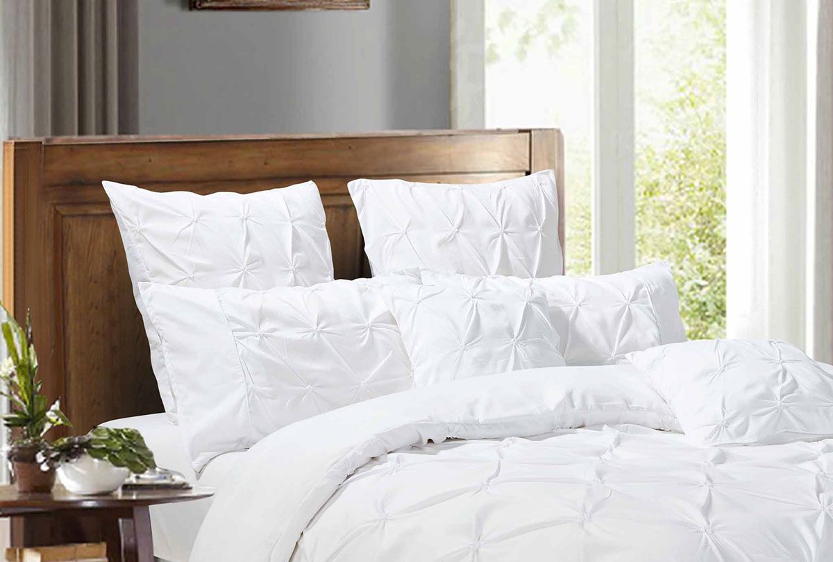 Diamond Pintuck Premium Ultra Soft European Pillowcases 2-Pack - White - Newstart Furniture