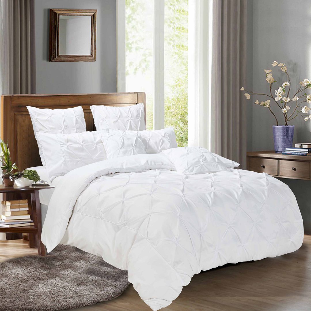 Diamond Pintuck White Duvet Cover Set | King Size | Newstart