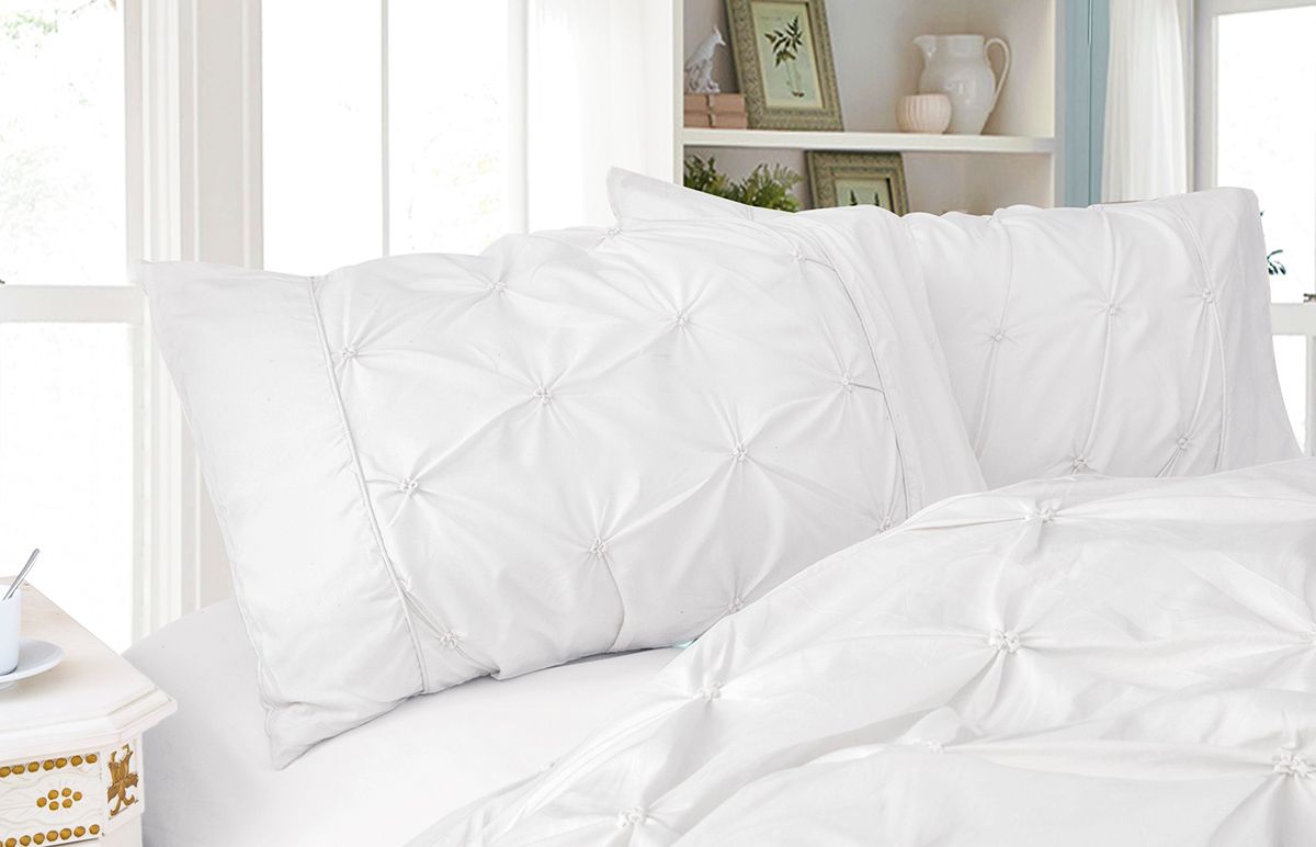 Diamond Pintuck Premium Ultra Soft Queen size Pillowcases 2-Pack -White - Newstart Furniture