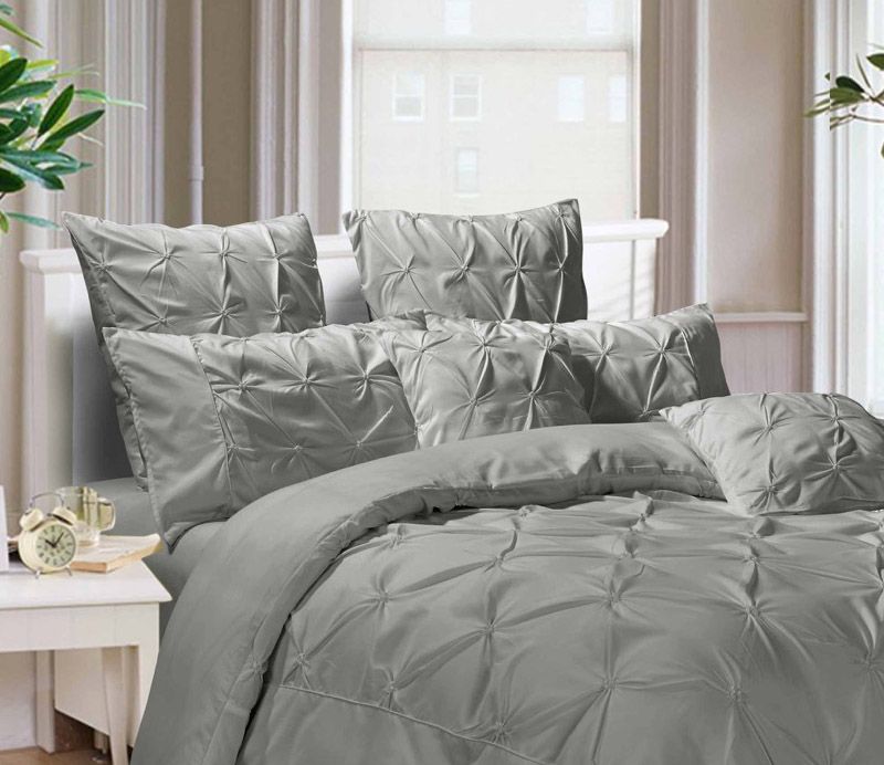 Diamond Pintuck Premium Ultra Soft Queen size Pillowcases 2-Pack -Grey - Newstart Furniture