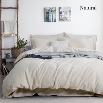 luxurious linen cotton quilt cover set king natural - Newstart Furniture