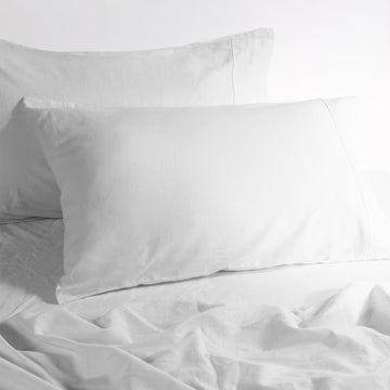 luxurious linen cotton sheet set 1 king single white - Newstart Furniture