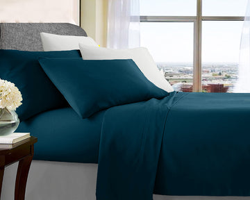 ultra soft microfibre sheet set double sailor blue - Newstart Furniture