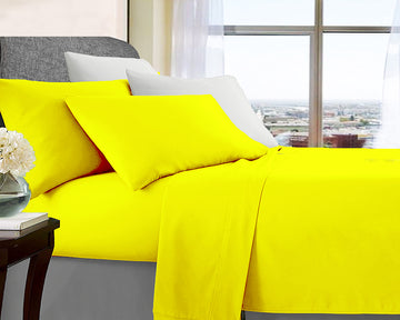 ultra soft microfibre sheet set queen yellow - Newstart Furniture