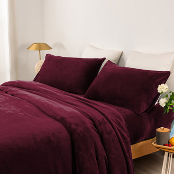 thermal microplush sheet set king single aubergine - Newstart Furniture