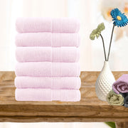 6 piece ultra light cotton hand towels in baby pink - Newstart Furniture