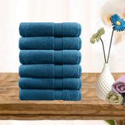 6 piece ultra light cotton hand towels in teal - Newstart Furniture