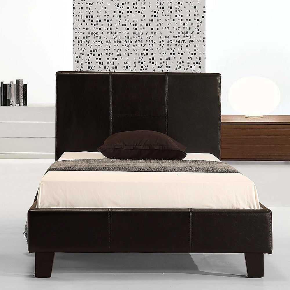 Palermo Single Bed Frame Black PU Leather Headboard