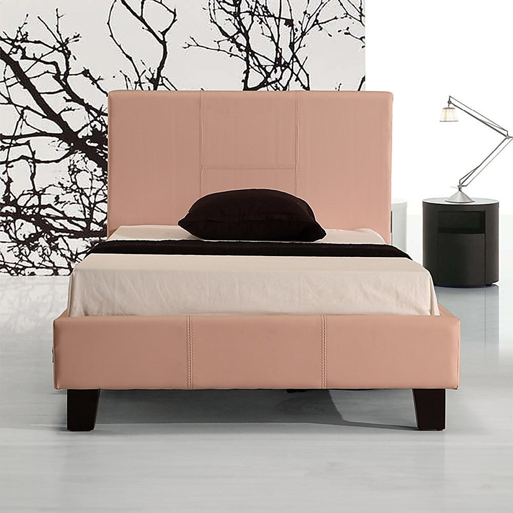 Pink Single Bed Frame with PU Leather | Palermo Furniture