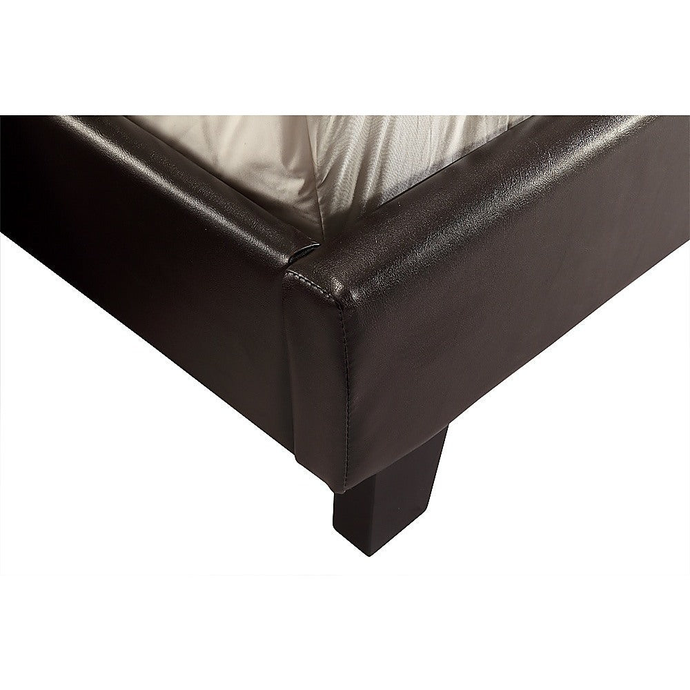 Double PU Leather Bed Frame Brown - Newstart Furniture