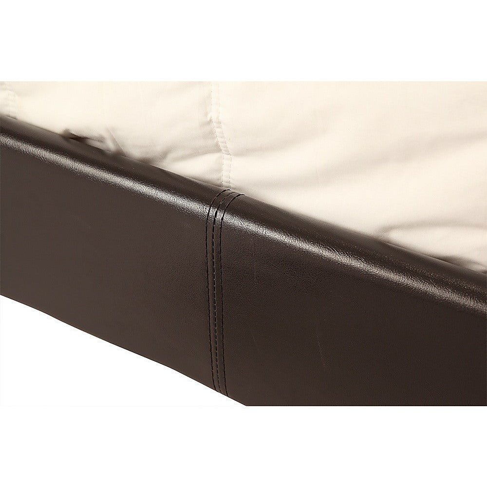 Double PU Leather Bed Frame Brown - Newstart Furniture