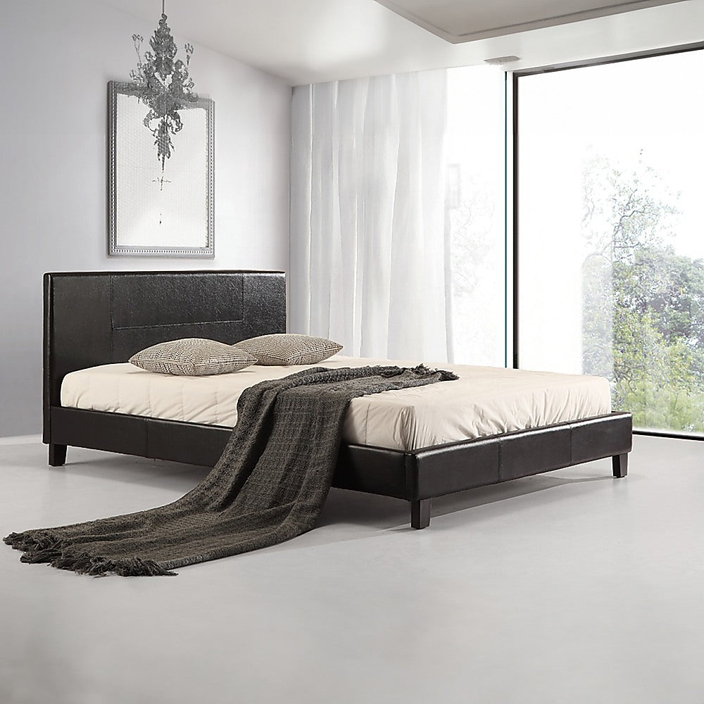 Palermo Double Bed Frame in Black PU Leather | Modern Design