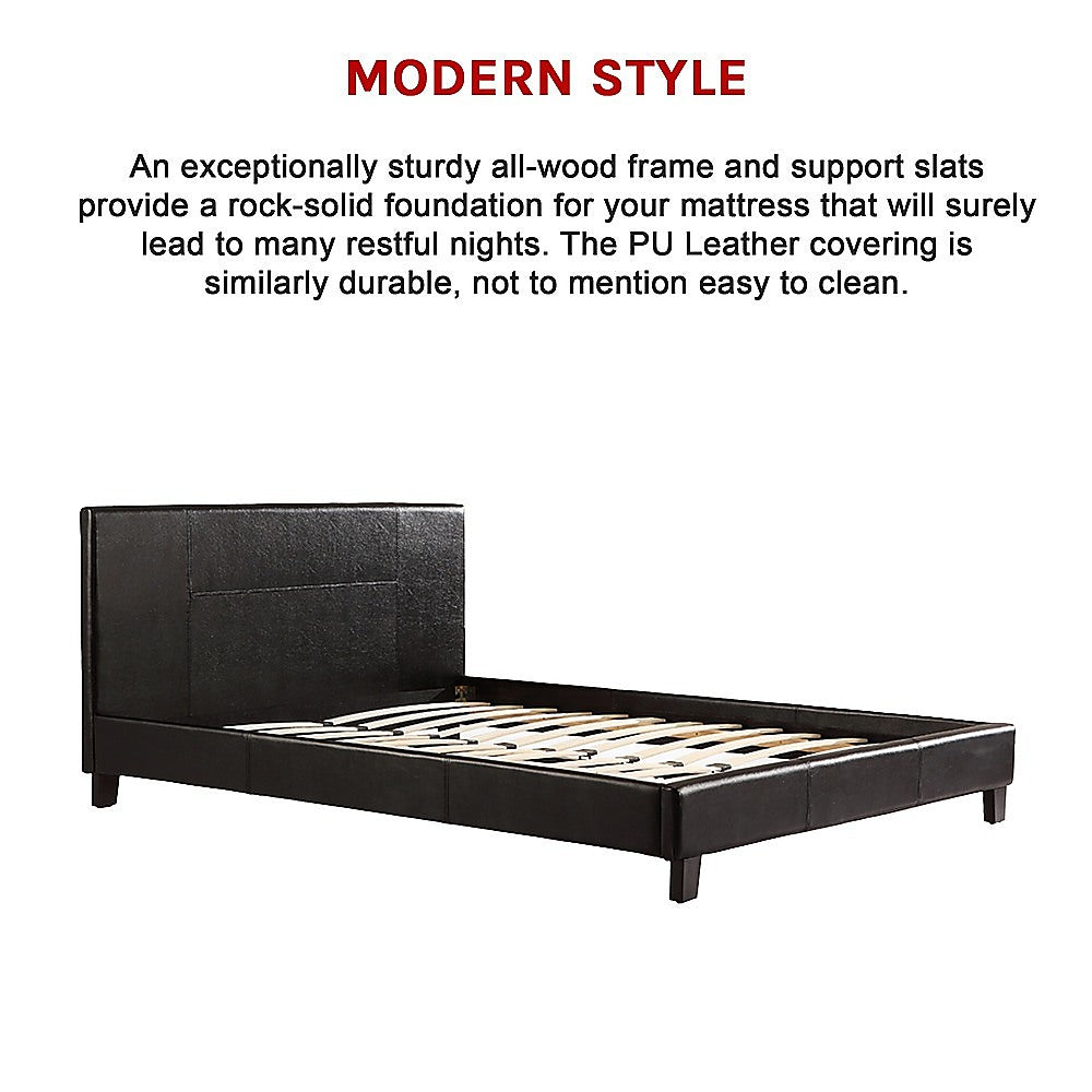 Palermo Double Bed Frame in Black PU Leather | Modern Design