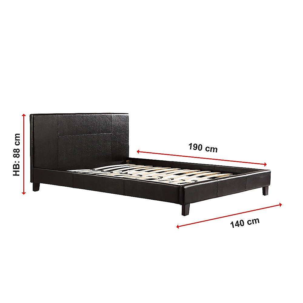 Palermo Double Bed Frame in Black PU Leather | Modern Design