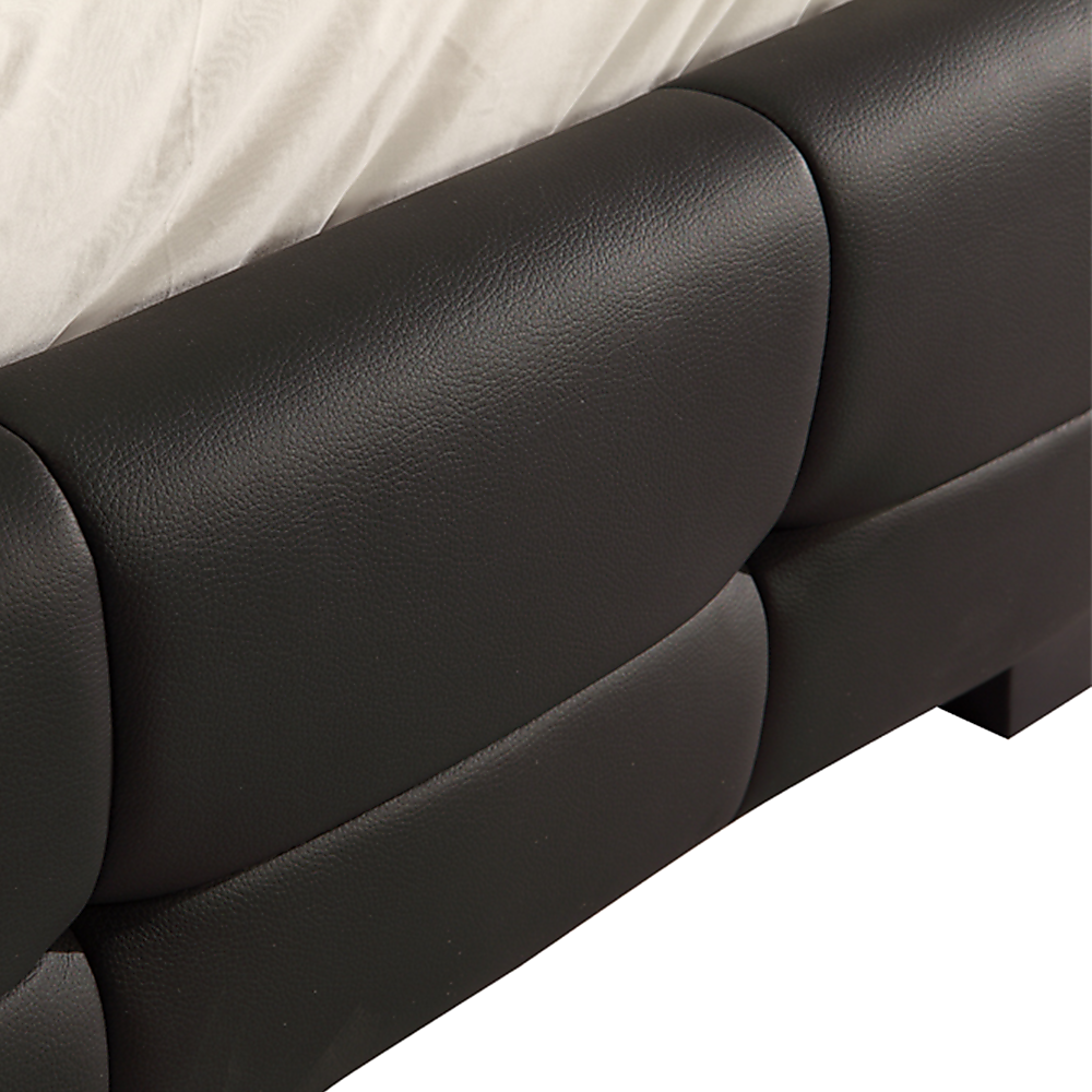 Palermo Double Bed Frame Black PU Leather Tufted Headboard