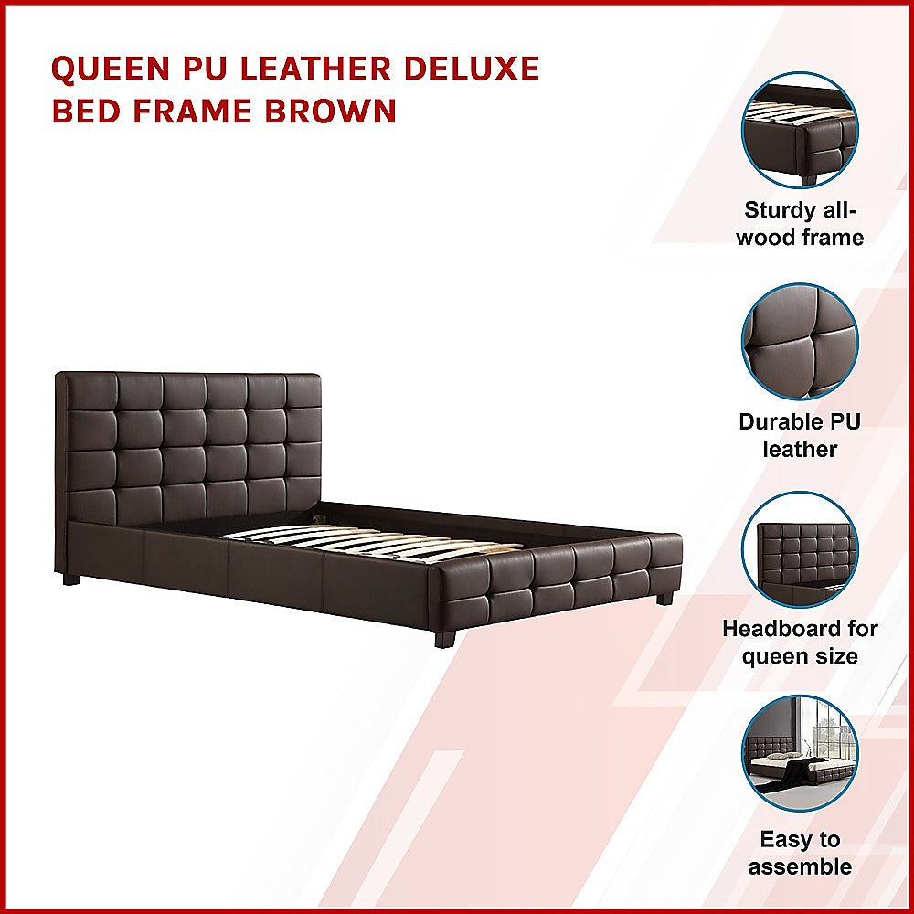 Queen Deluxe Bed Frame Brown