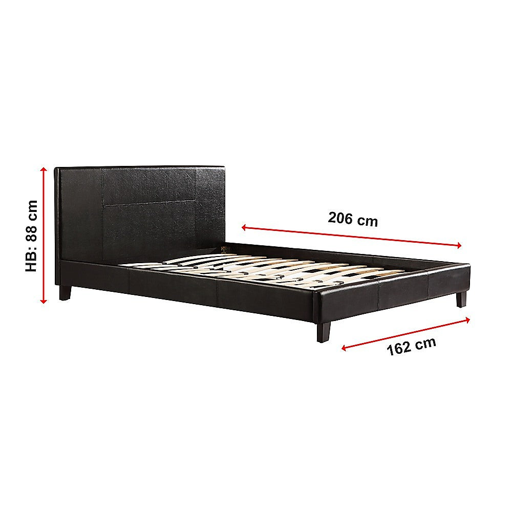 Palermo Queen Bed Frame with Black PU Leather Headboard