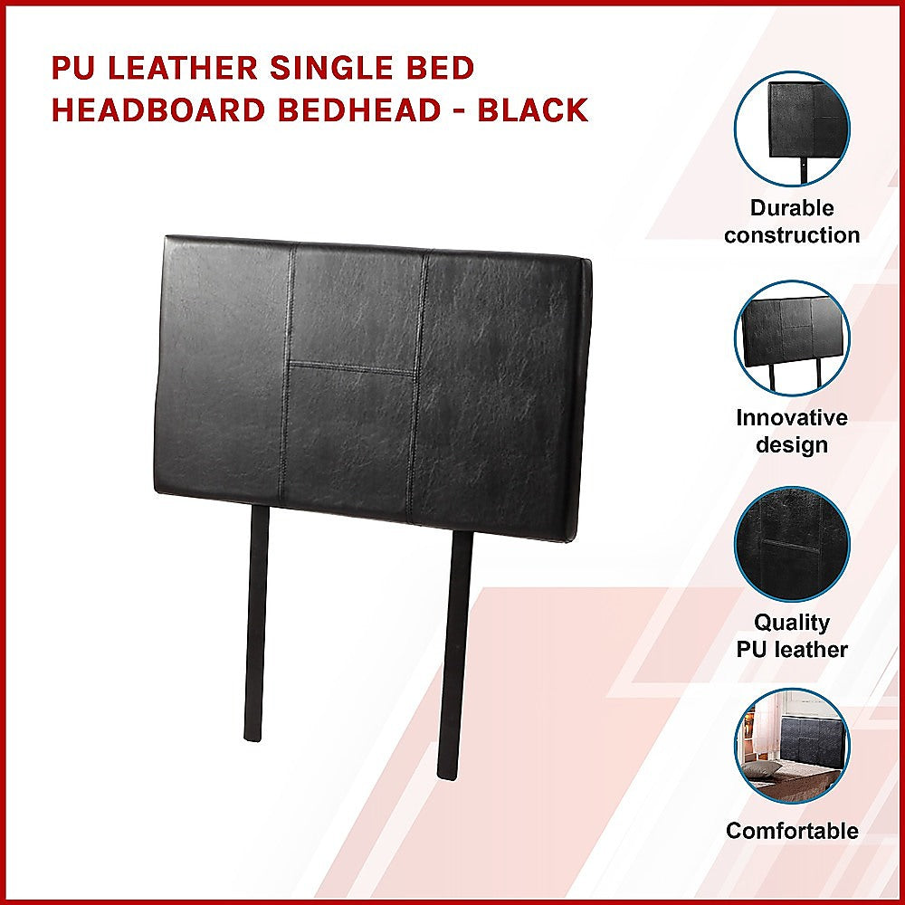 PU Leather Single Bed Headboard Bedhead Black