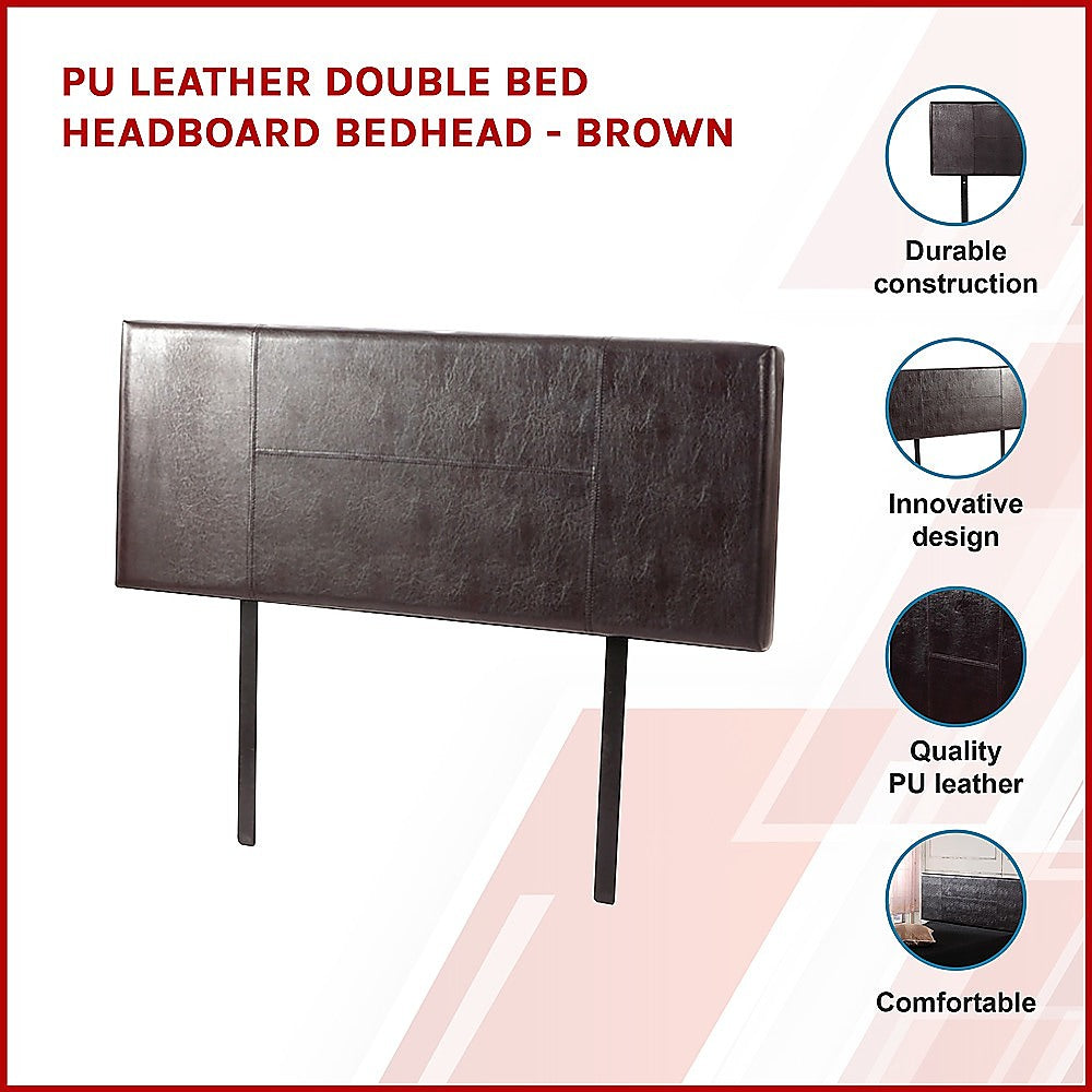 PU Leather Double Bed Headboard Bedhead Brown