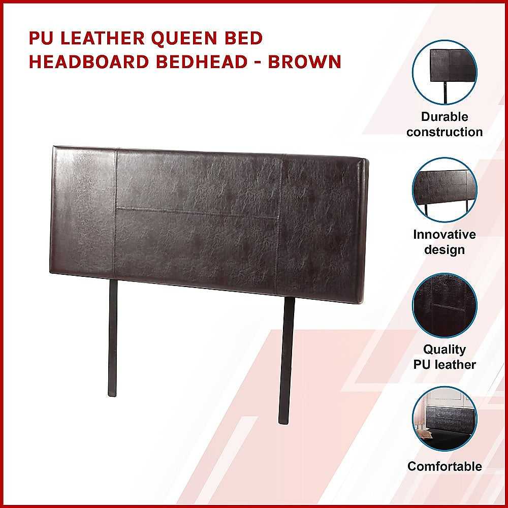 PU Leather Queen Bed Headboard Bedhead Brown