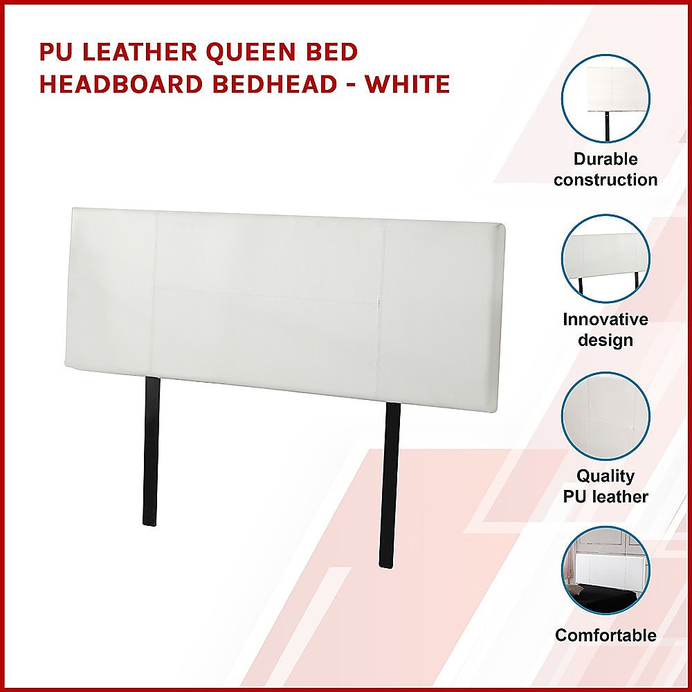 PU Leather Queen Bed Headboard Bedhead White