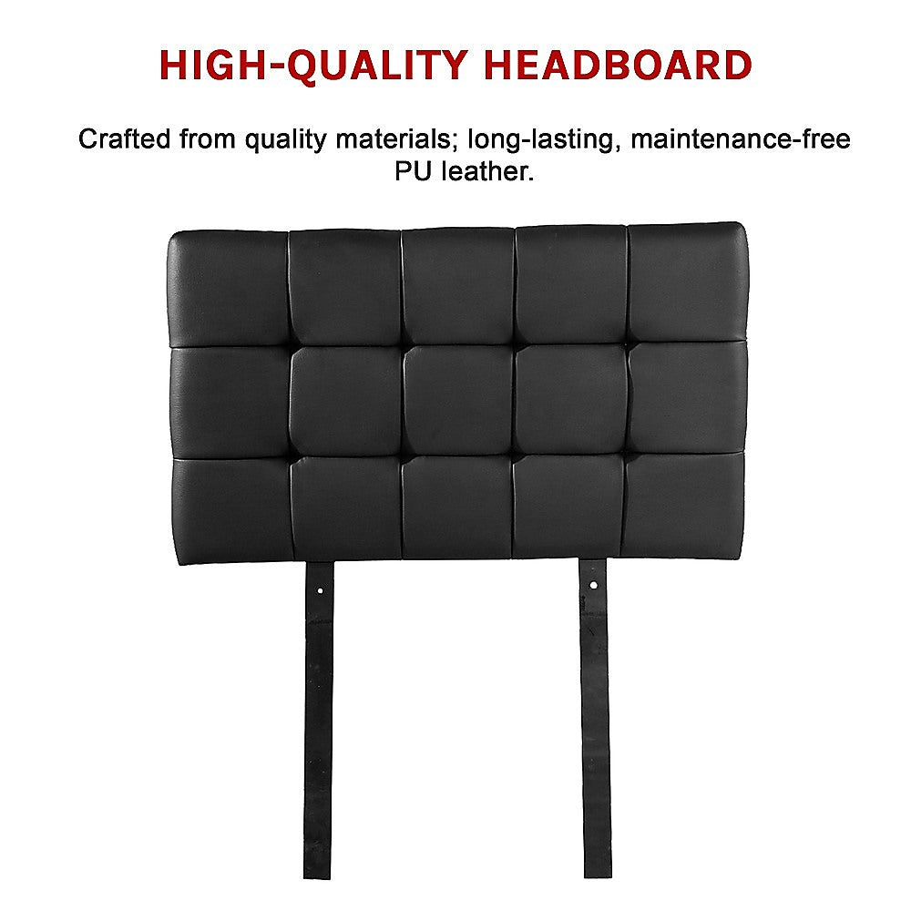 PU Leather Single Bed Deluxe Headboard Bedhead Black