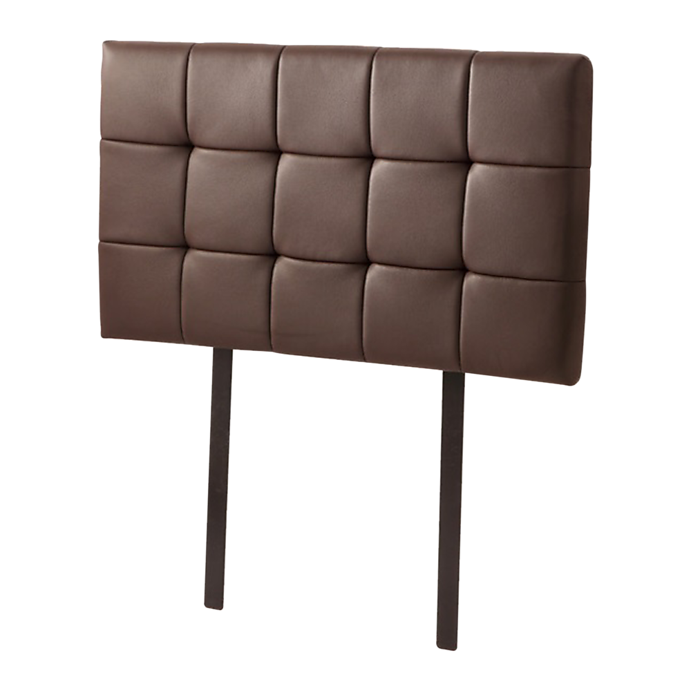 Brown PU Leather Single Bed Headboard with Tufted Design