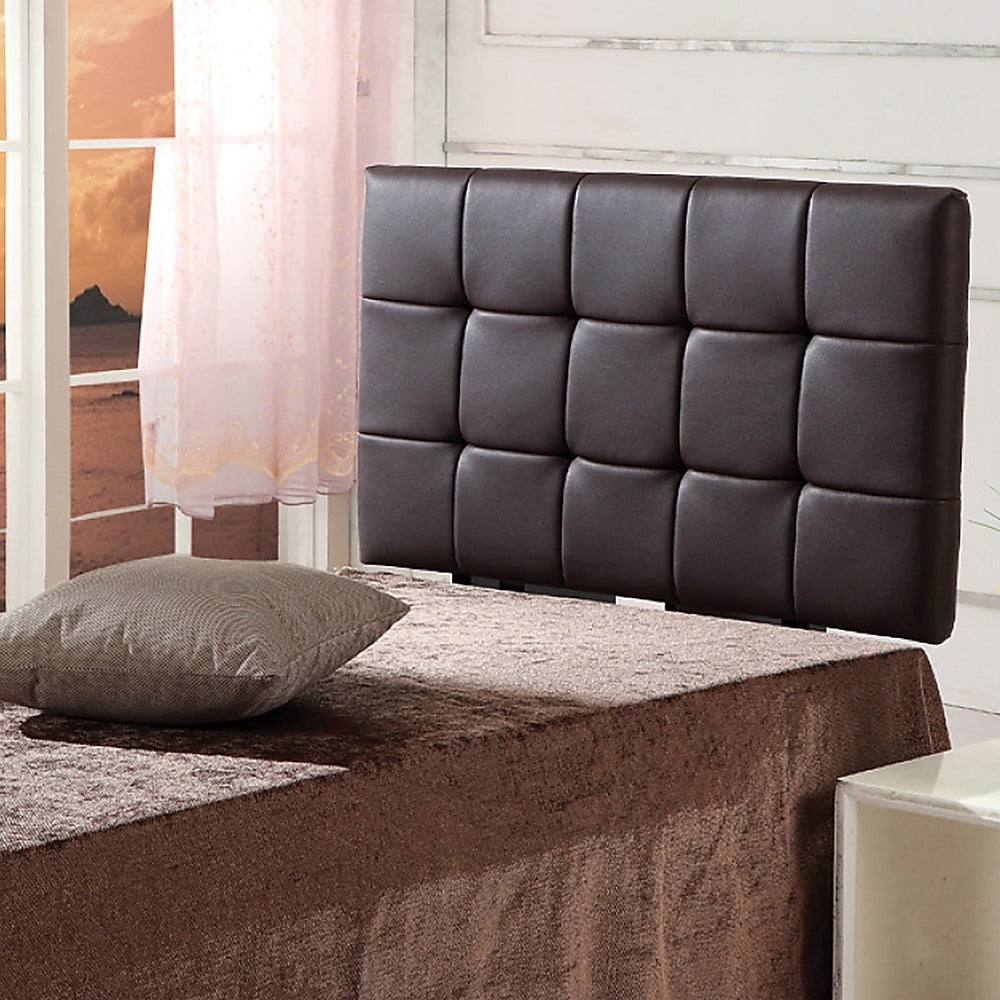 Brown PU Leather Single Bed Headboard with Tufted Design