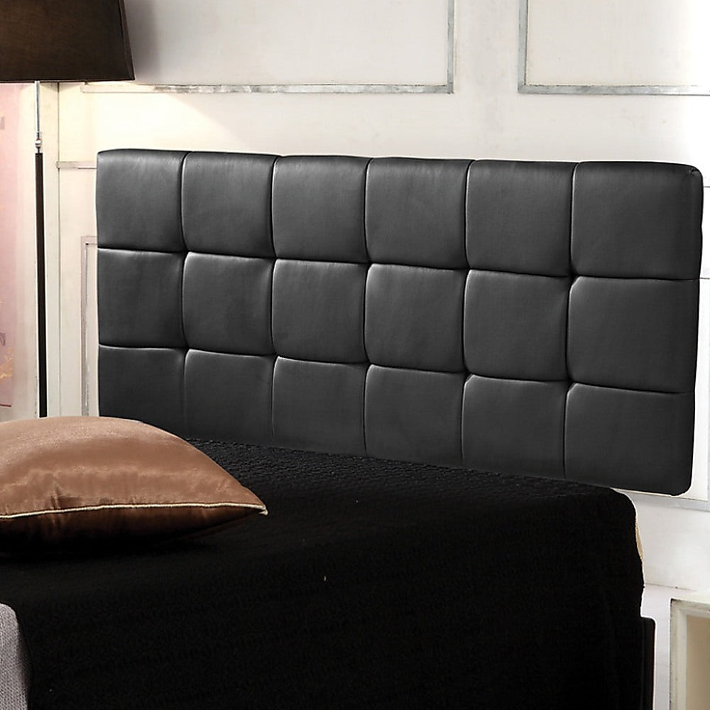 Black PU Leather Double Bed Headboard | Tufted Design