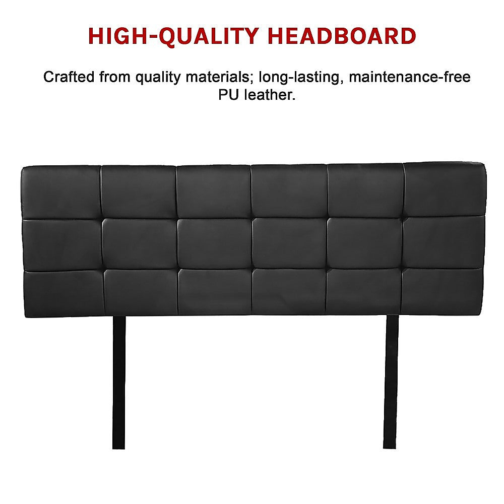 Black PU Leather Double Bed Headboard | Tufted Design