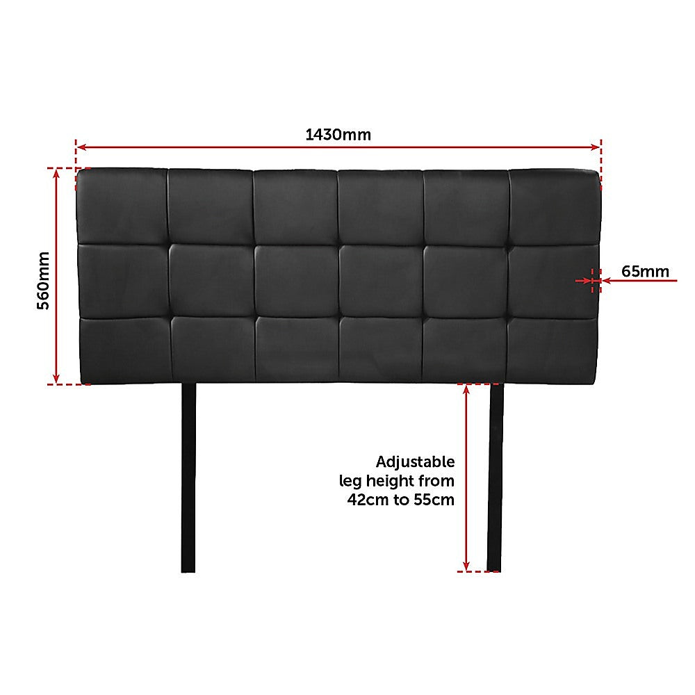 Black PU Leather Double Bed Headboard | Tufted Design