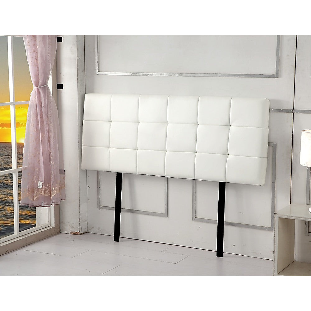 PU Leather Double Bed Deluxe Headboard Bedhead - White - Newstart Furniture