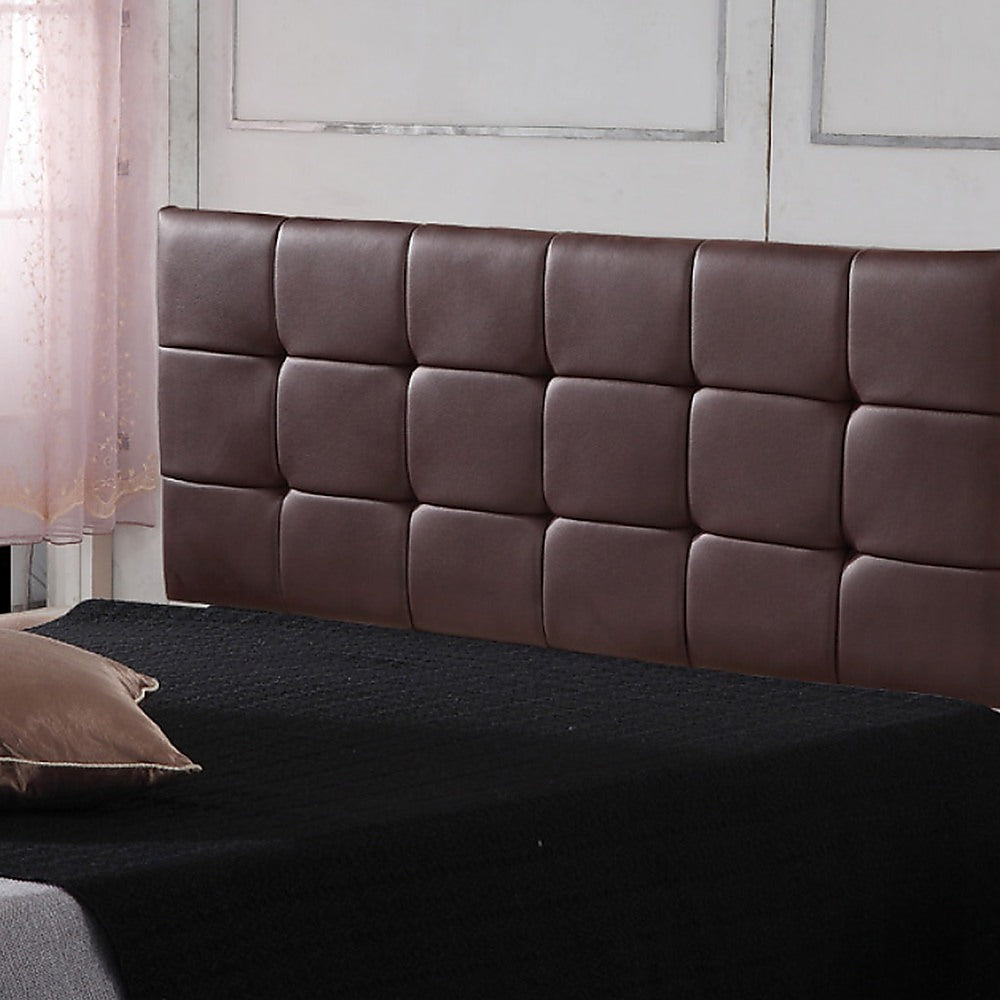 PU Leather Queen Headboard | Tufted Brown Deluxe Design