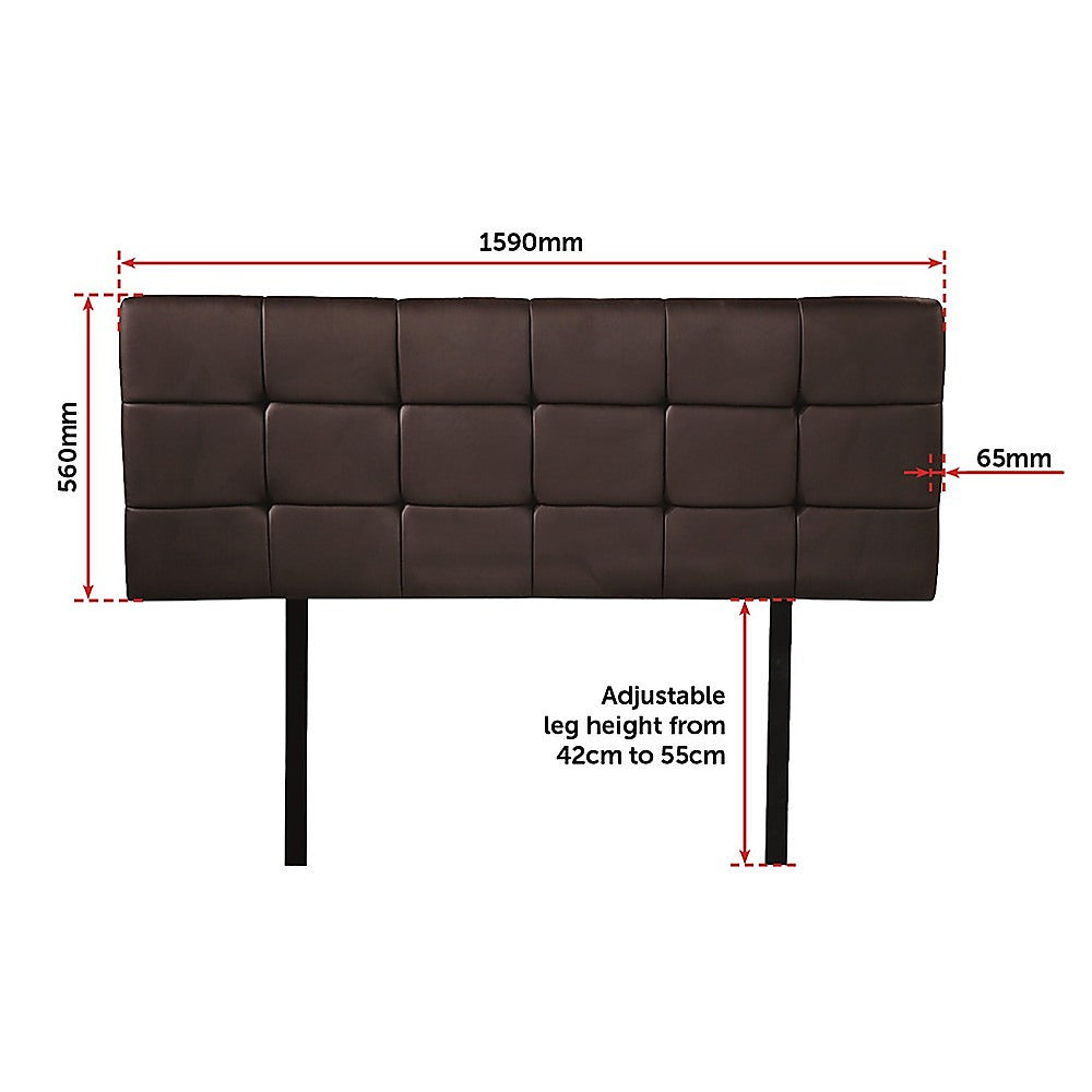 PU Leather Queen Headboard | Tufted Brown Deluxe Design