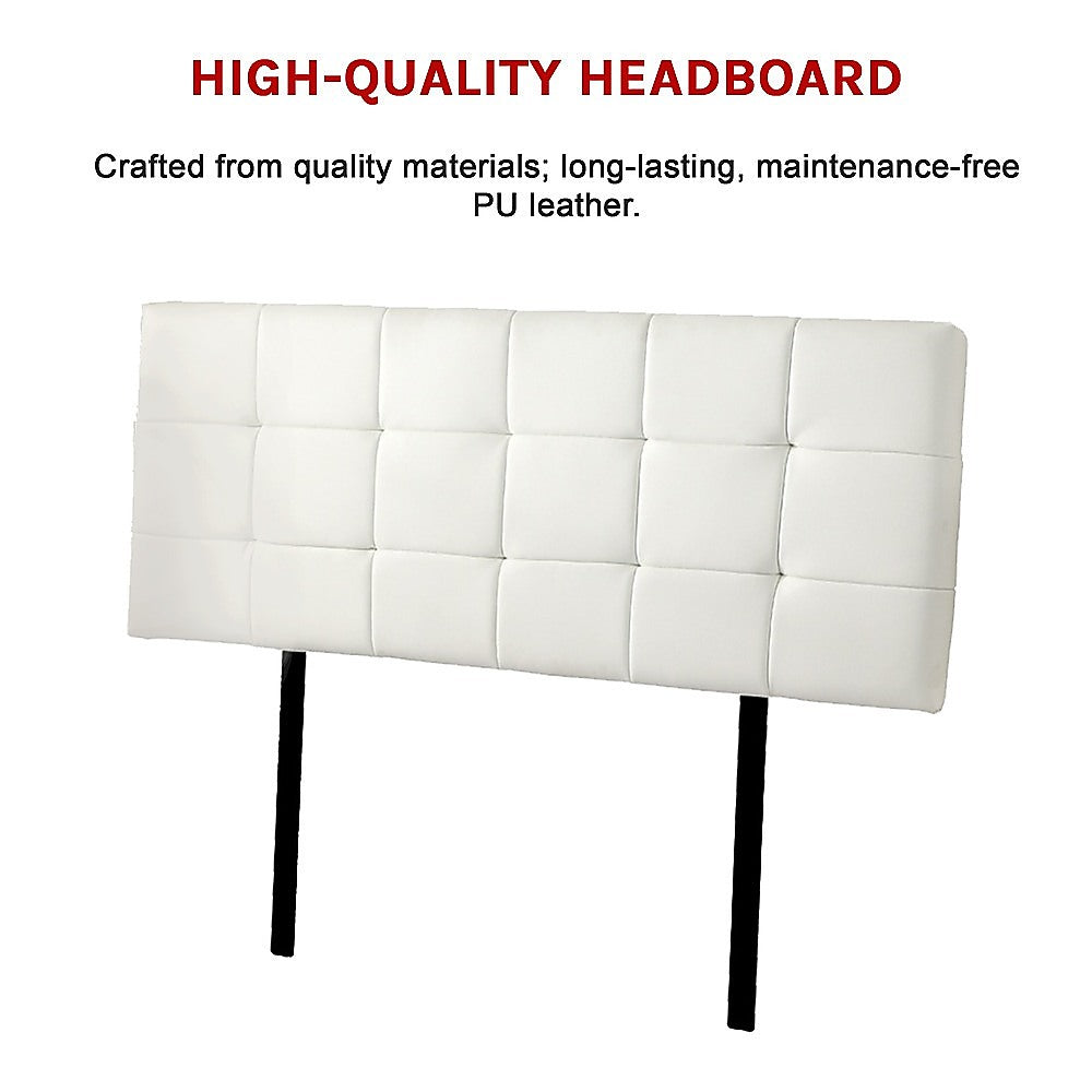 PU Leather Queen Headboard | Tufted White Bedhead