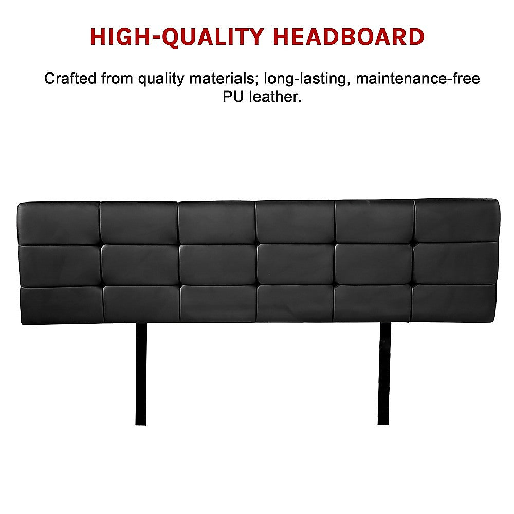 PU Leather King Bed Deluxe Headboard Bedhead Black