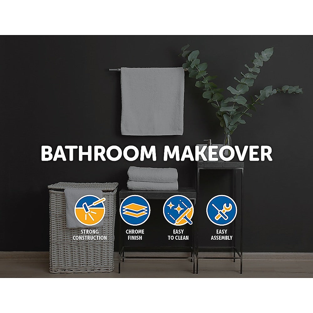 Double Classic Chrome Towel Bar Rail Bathroom - Newstart Furniture