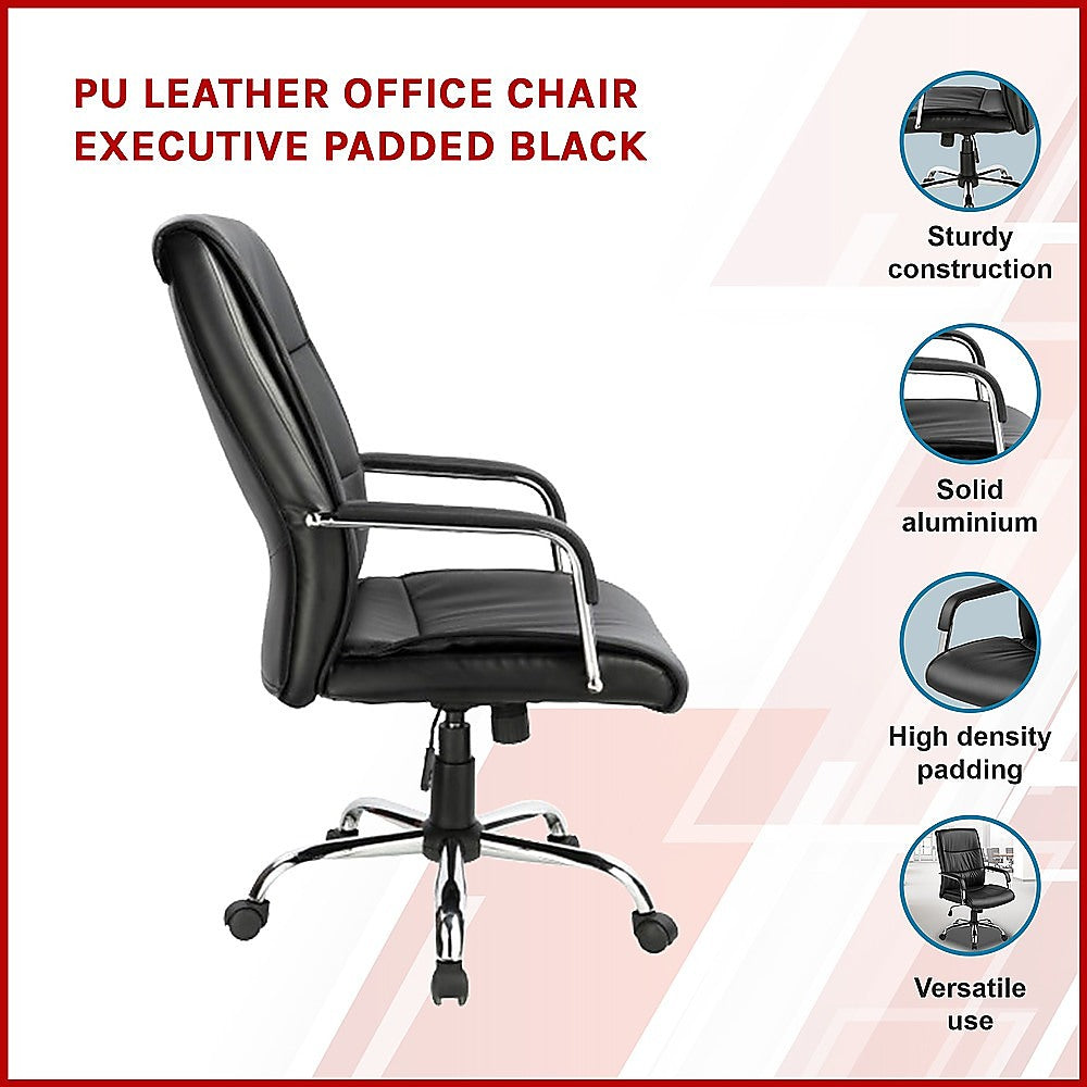 PU Leather Office Chair Executive Padded Black